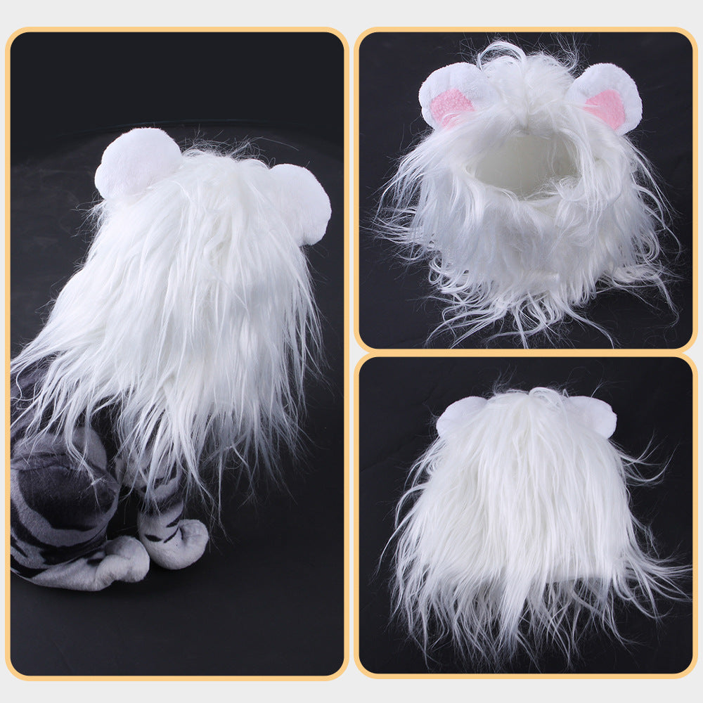 Headdress Wig Hat Pet Dog Cat Headgear Puppy Cat Costume Lion Headgear