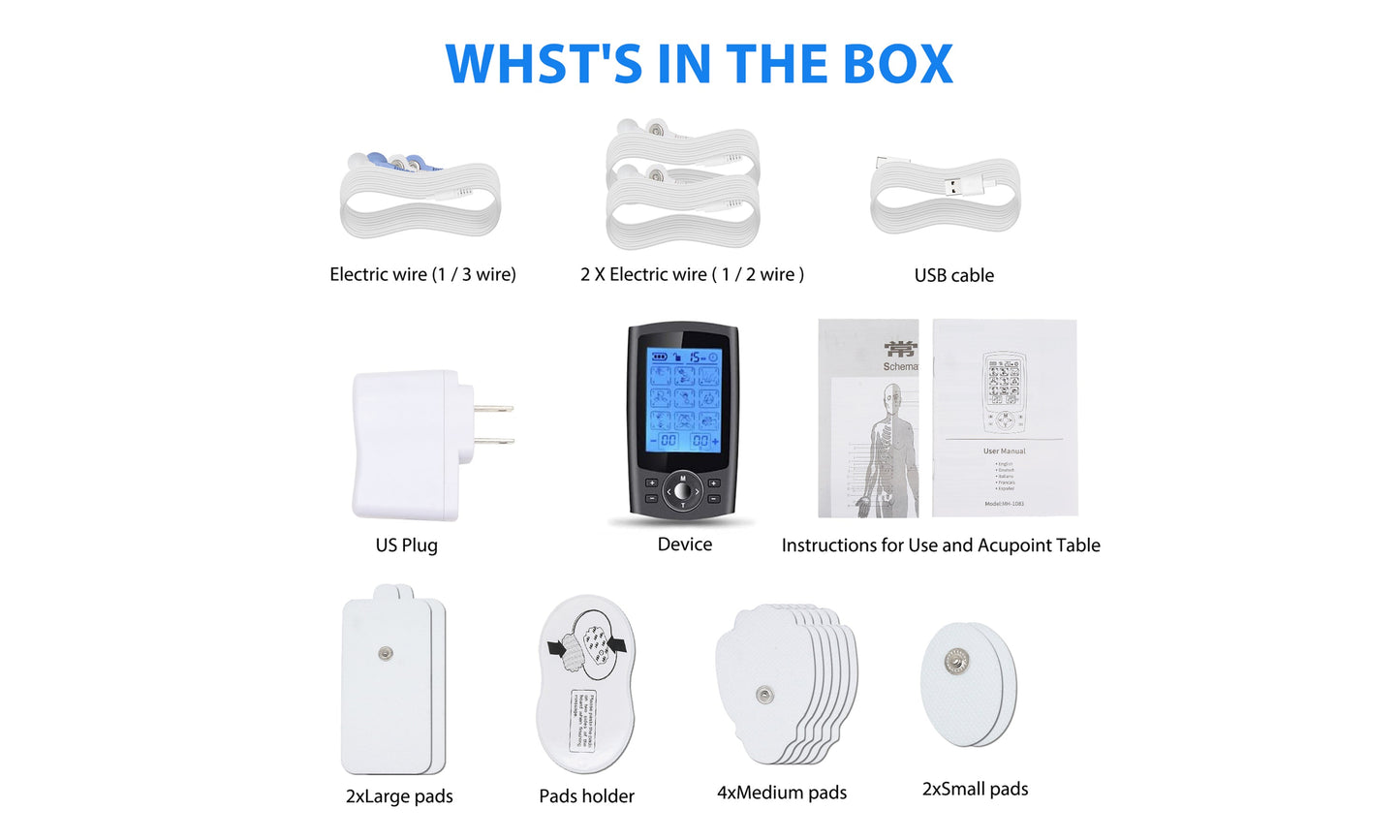 36 Models Dual Channel TENS EMS Unit Muscle Stimulator for Pain Relief