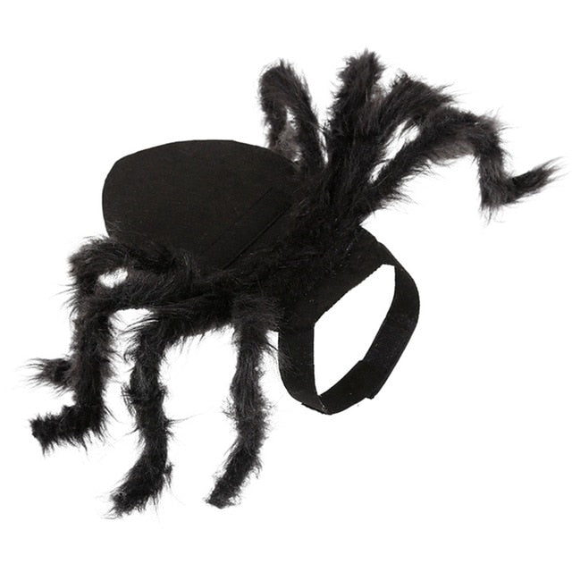 Halloween Pet Spider Clothes Puppy Plush Spider Cosplay Costume For Dogs Cats Party Cosplay Funny Outfit Simulation Black Spider