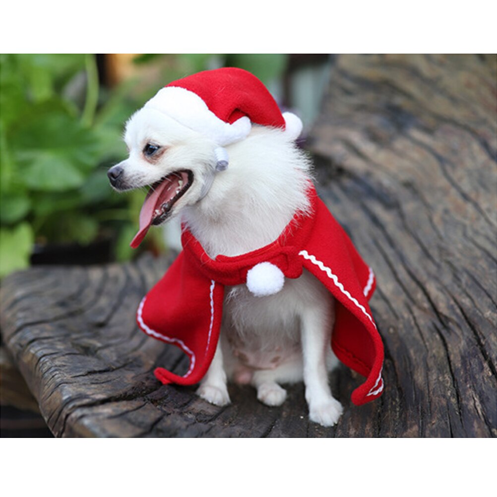 Pet Dog Cat Winter Warm Hat Cloak Set Pet Cosplay Costume  Fashionable Christmas Elk Style Pet Dog Sweater Sets