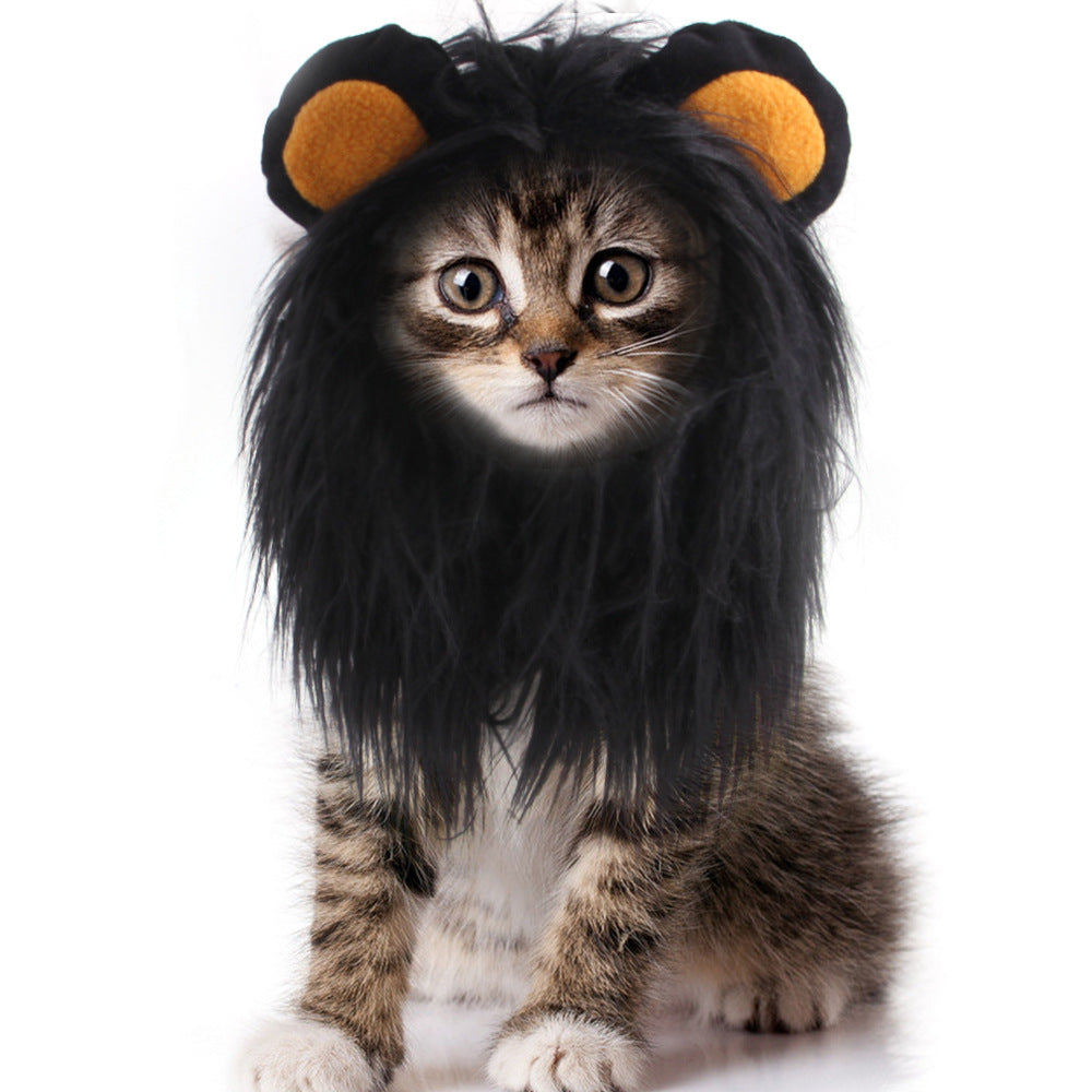 Headdress Wig Hat Pet Dog Cat Headgear Puppy Cat Costume Lion Headgear