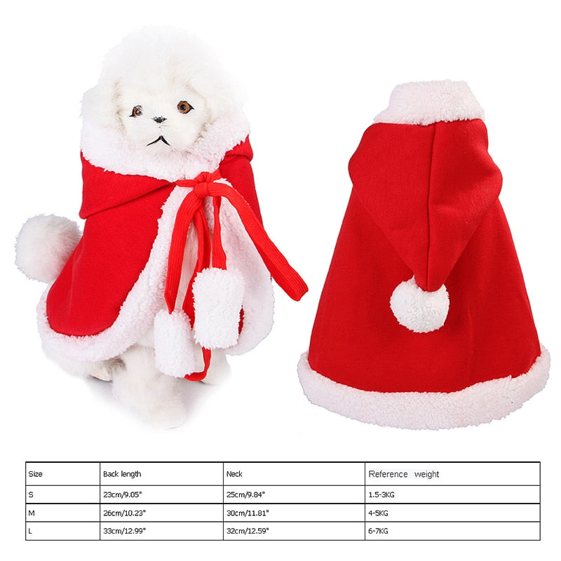 Pet Christmas Hooded Cloak Cute Cats Dogs Xmas Costume Winter Christmas Clothes Small Animal Hooded Cloak Fashion Dog Cat Cloth