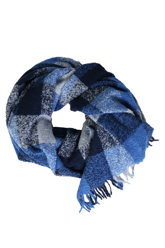 Alpaca wool blue grey checkered plaid