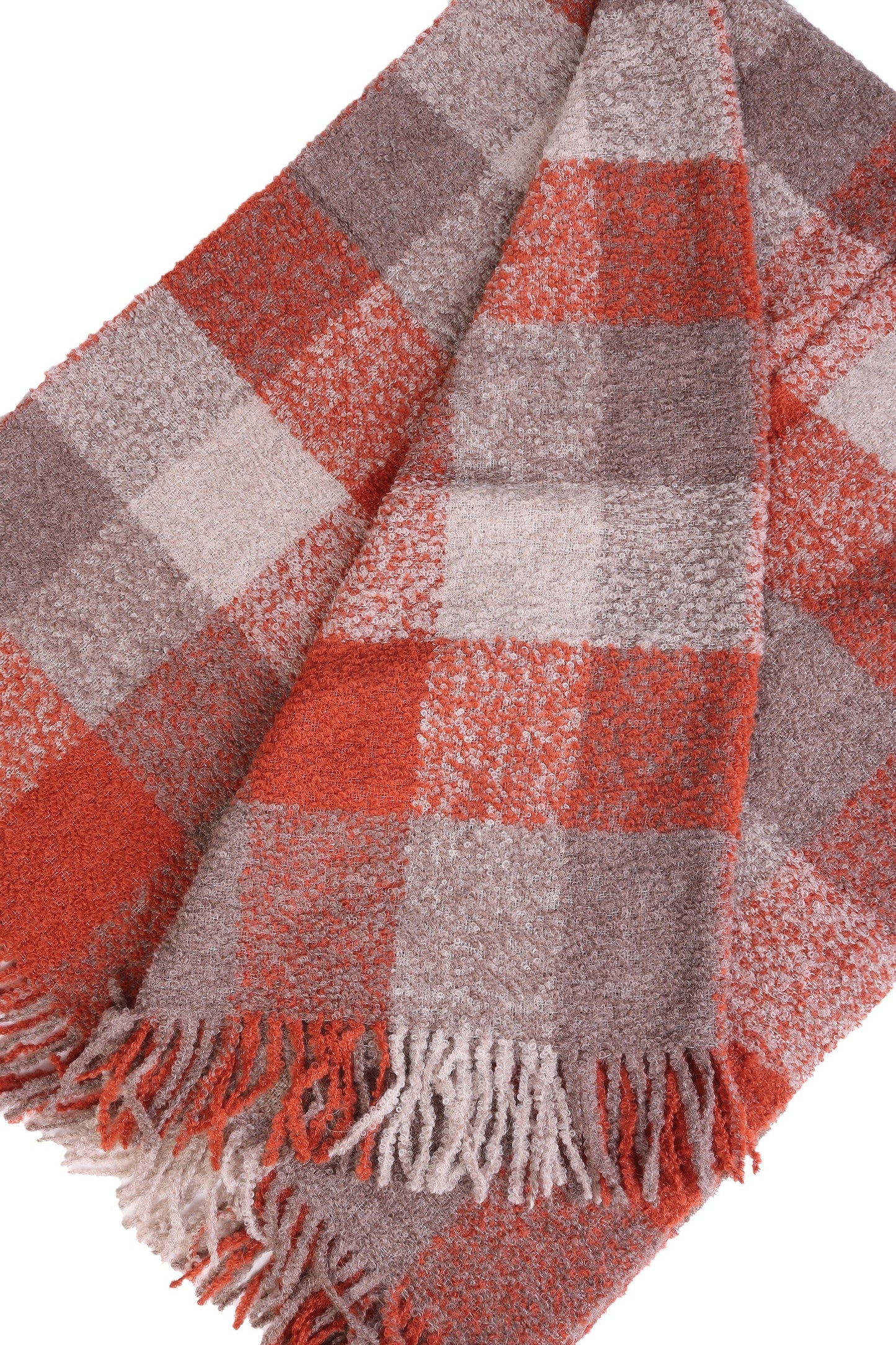 Alpaca wool red grey checkered plaid