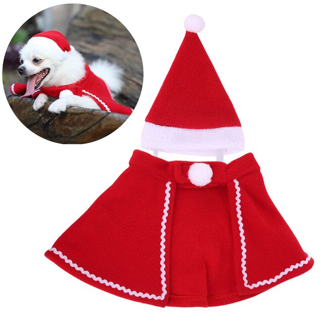 Pet Dog Cat Winter Warm Hat Cloak Set Pet Cosplay Costume  Fashionable Christmas Elk Style Pet Dog Sweater Sets