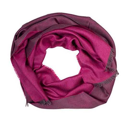 Elegant Peruvian Double-Faced Fuchsia Baby Alpaca &amp; Silk Shawl 