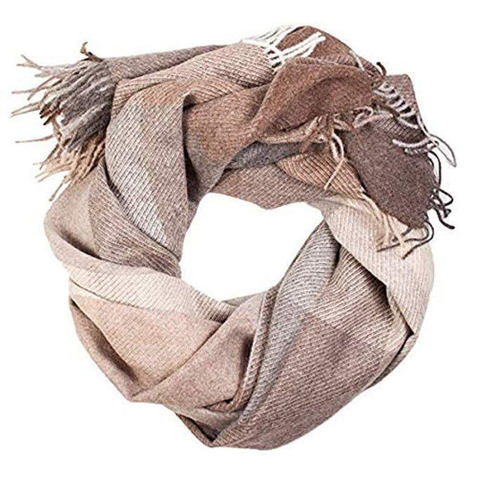 Alpaca wool beige-grey plaid