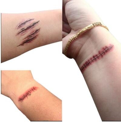 Halloween Zombie Scars Tattoos With Fake Scab Bloody