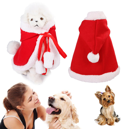 Pet Christmas Hooded Cloak Cute Cats Dogs Xmas Costume Winter Christmas Clothes Small Animal Hooded Cloak Fashion Dog Cat Cloth