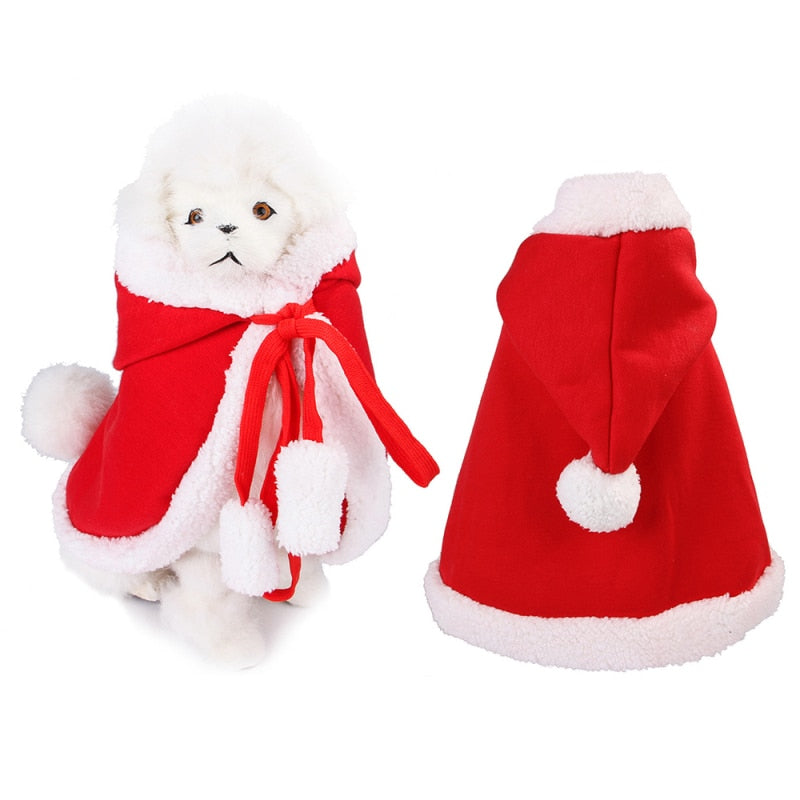 Pet Christmas Hooded Cloak Cute Cats Dogs Xmas Costume Winter Christmas Clothes Small Animal Hooded Cloak Fashion Dog Cat Cloth