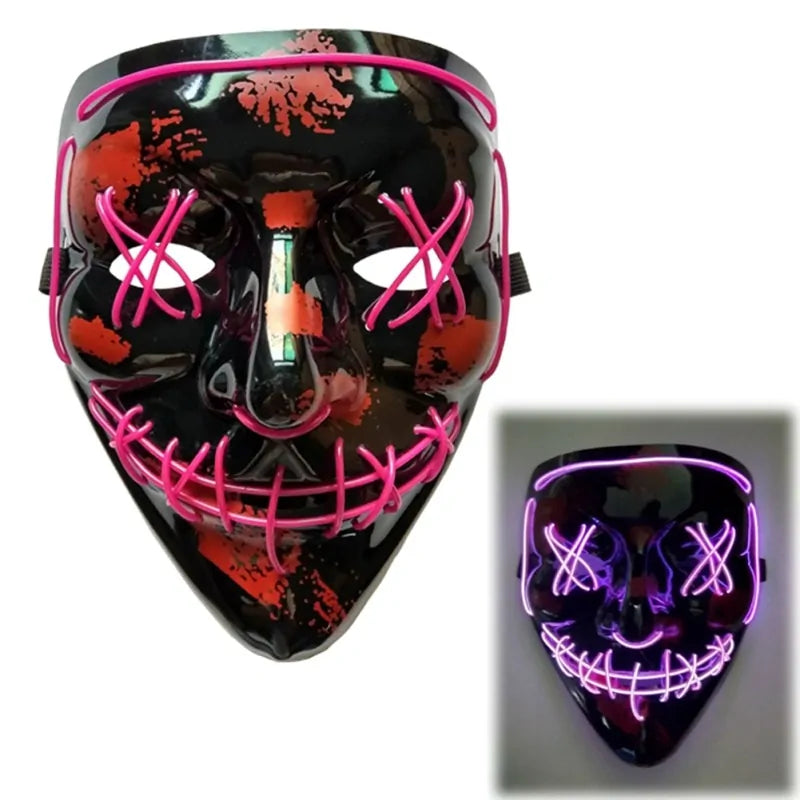 LED Purge Mask: Halloween Costume DJ Party Light Up Glow-in-the-Dark Masks (10 Colors)