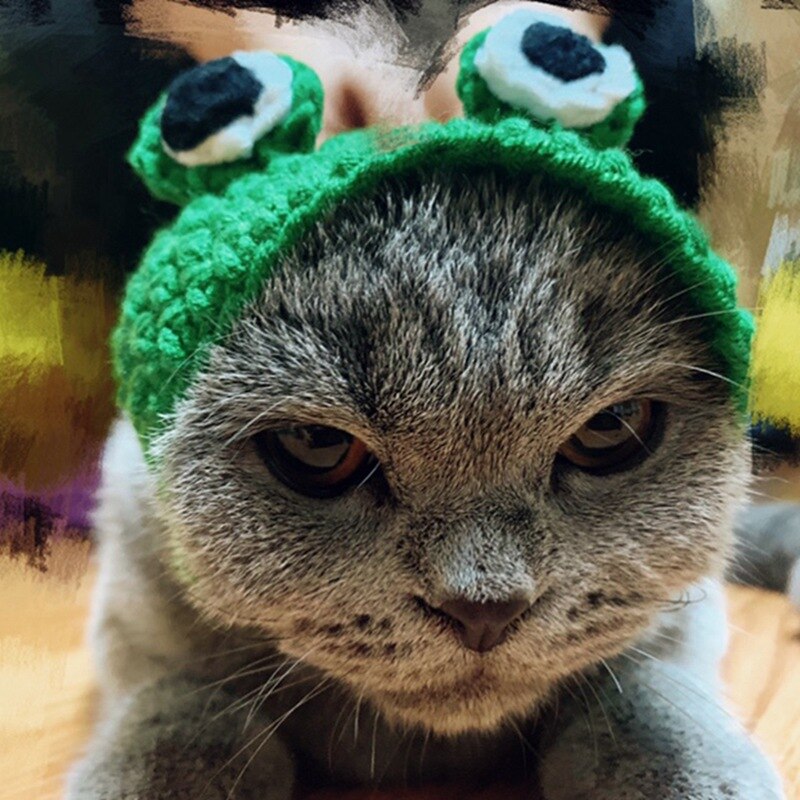 Dogs Cat Frog Styling Decorative Cap Casual Cotton Cap Pet Products Handmade Costume Festive Party Head Ornament