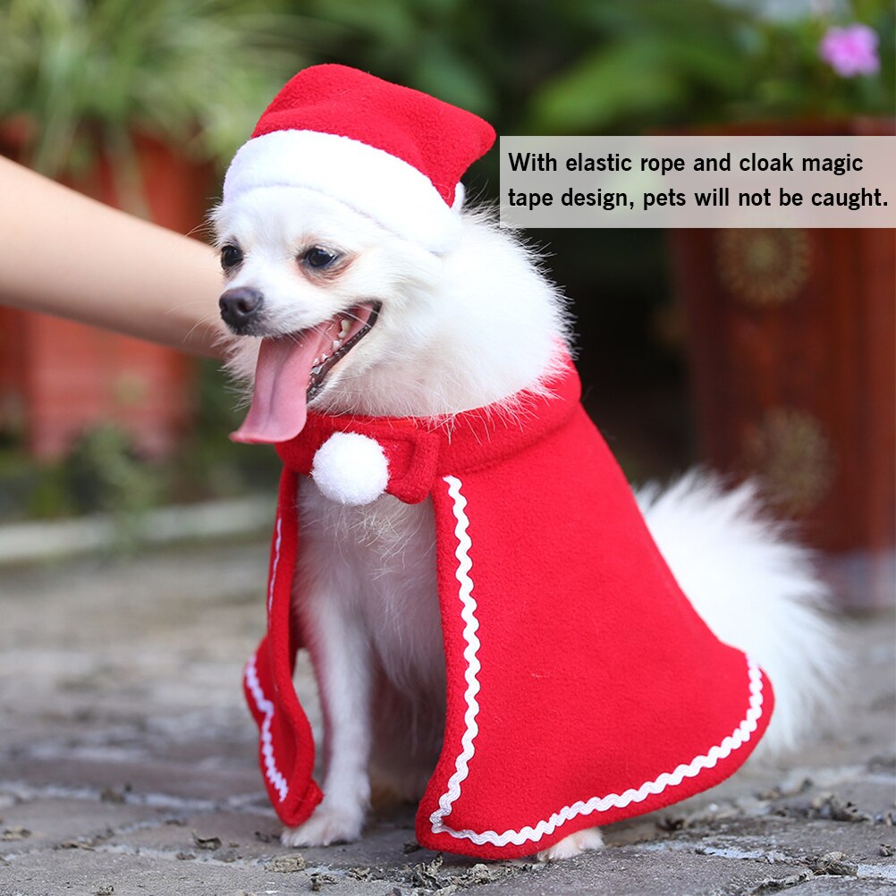 Pet Dog Cat Winter Warm Hat Cloak Set Pet Cosplay Costume  Fashionable Christmas Elk Style Pet Dog Sweater Sets