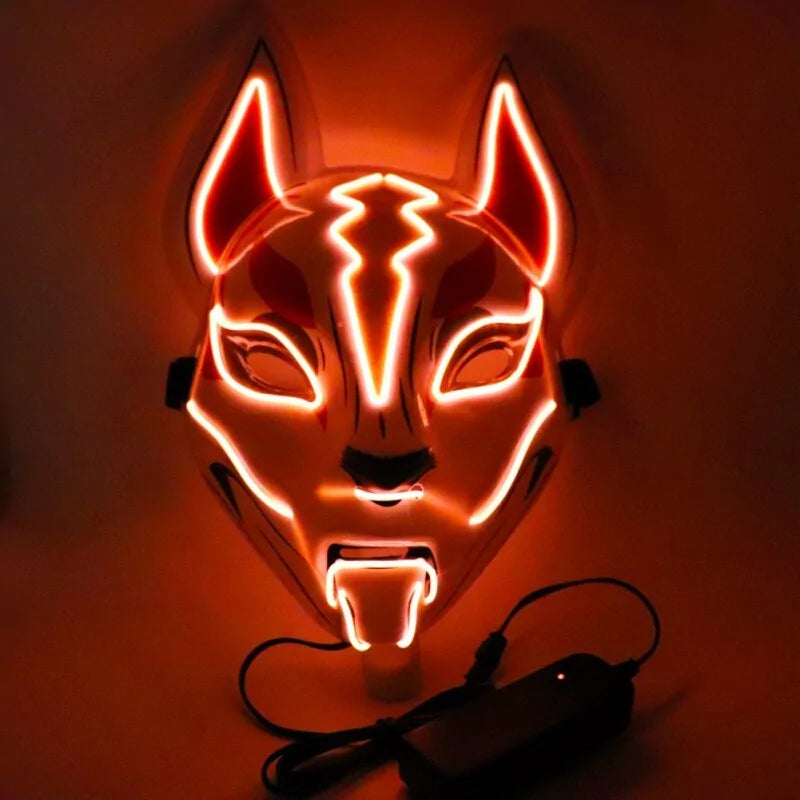 Neon LED Luminous Joker Mask with EL Wire - Halloween Carnival Costume Prop