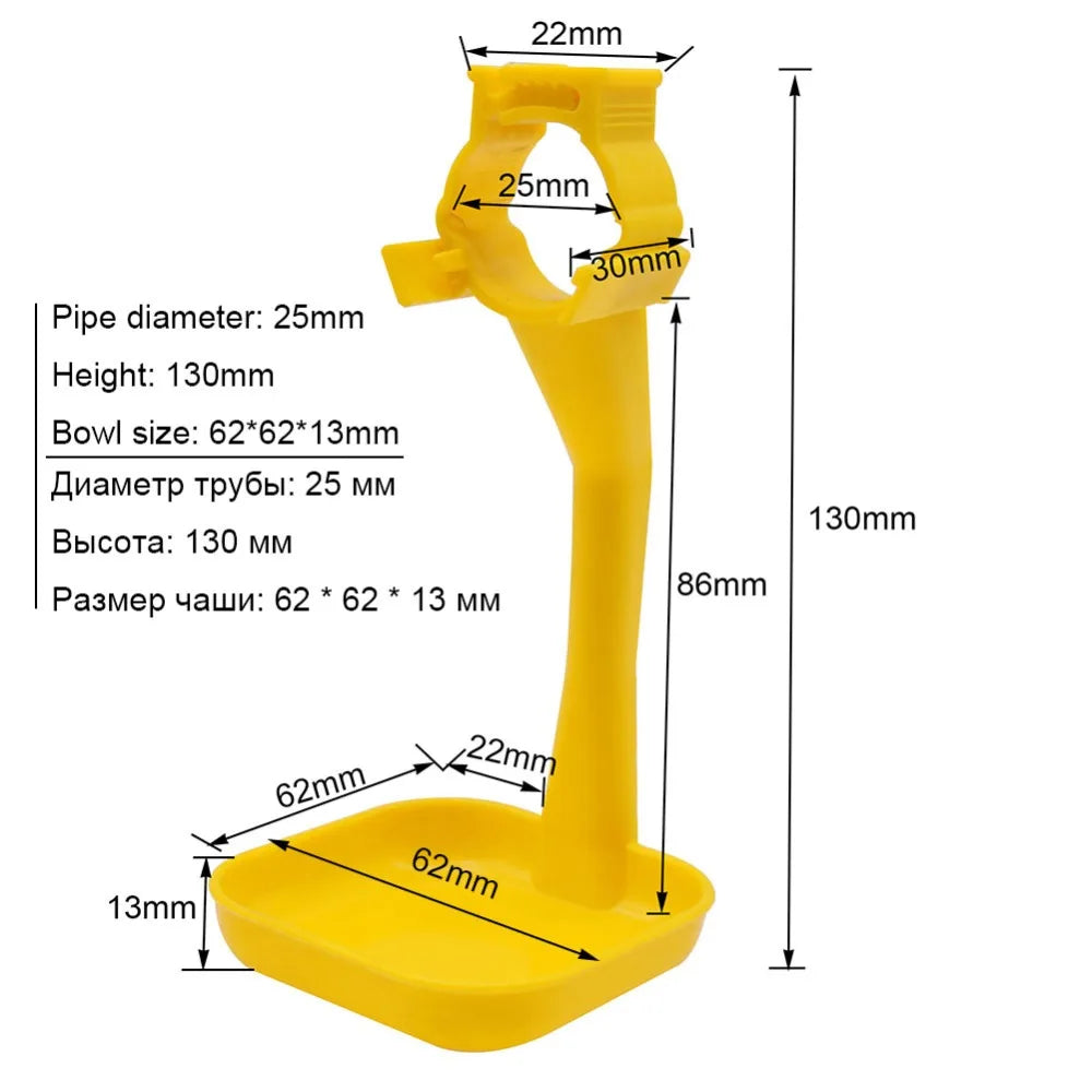 Poultry Feeding Chicken Nipple Fitting Yellow Plastic Cups Pick Poultry Drinking Water Equipment 25mm Pipe Diameter