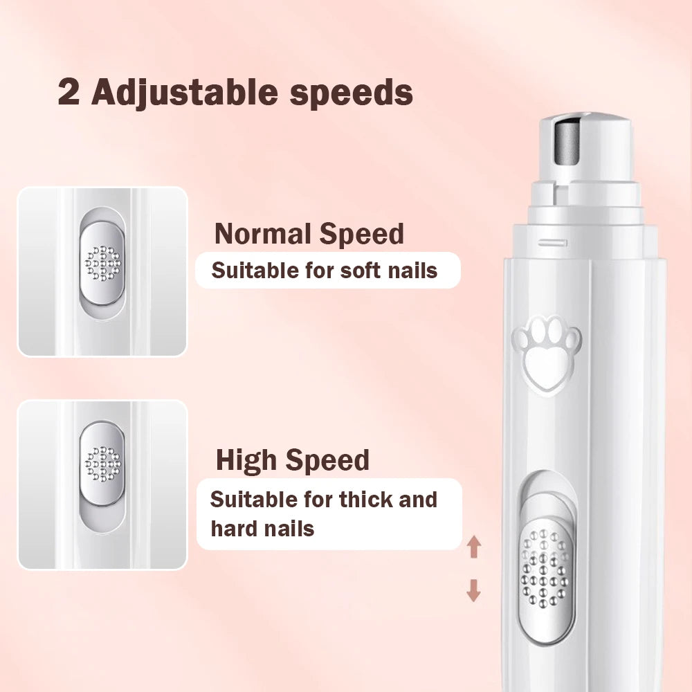 Dog Nail Drill 2-Speed ​​Electric Rechargeable Pet Nail Trimmer Painless 