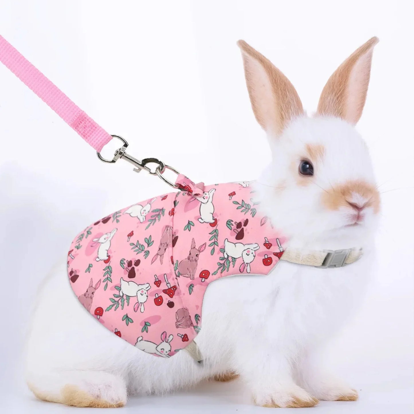 Solid Adjustable Pet Harness and Leash for Rabbit Bunny Cat Ferrets Outdoor Walking Pets Supplie Lapin Accessoires Belt Lead Set