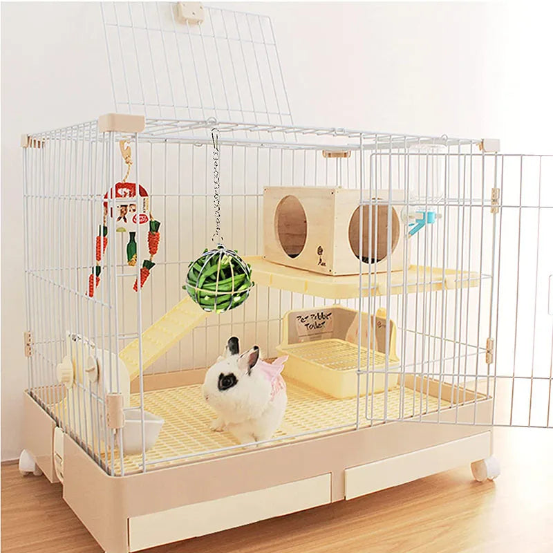 Stainless Steel Rabbit Hay Feeder Pet Rotating Dispenser Hanging Grass Ball For Guinea Pig Hamster Chinchillas Pets Toys Lapin