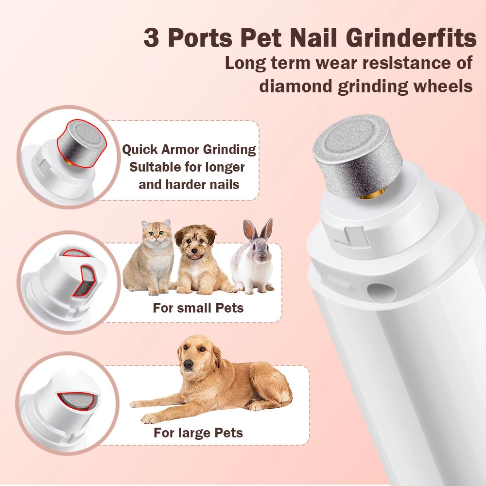 Dog Nail Drill 2-Speed ​​Electric Rechargeable Pet Nail Trimmer Painless 