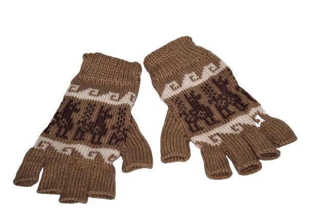 Alpaca Inca Patterned Fingerless Gloves