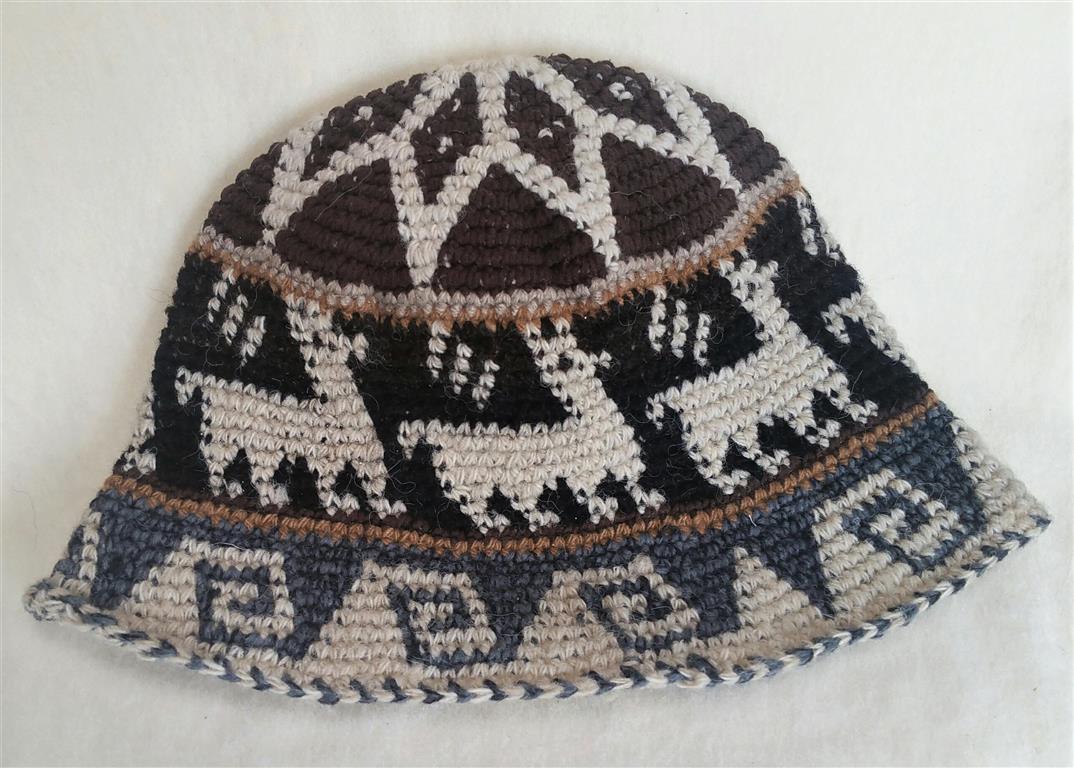 Hand Crochet Roll Up Rustic Alpaca Hat