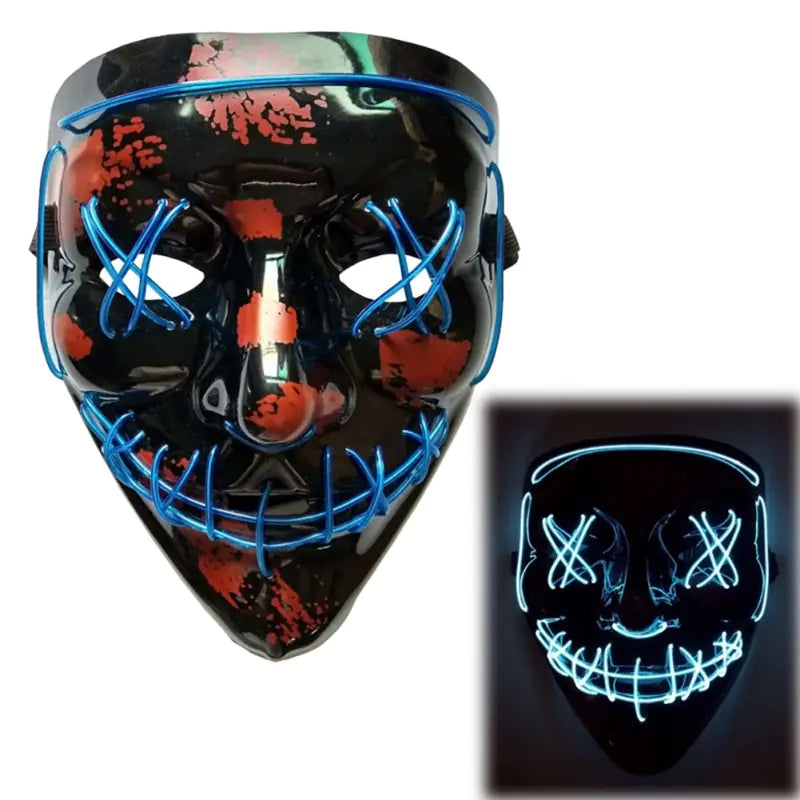 LED Purge Mask: Halloween Costume DJ Party Light Up Glow-in-the-Dark Masks (10 Colors)