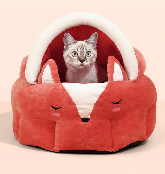 Funny Fox Shape Pet Cat Bed House Cozy Dog Cat Mat