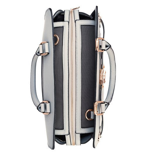 Designer Gray Vegan Leather Pet Dog Cat Carrier