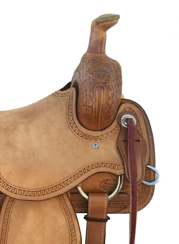 Western Brown Rough Out Leather Roper Ranch Saddle Size 13" to 17"