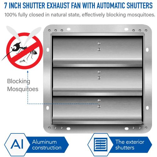 Shutter Exhaust Fan Aluminum with Speed ​​Controller 7 Inch