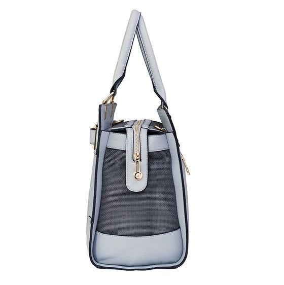 Designer Gray Vegan Leather Pet Dog Cat Carrier