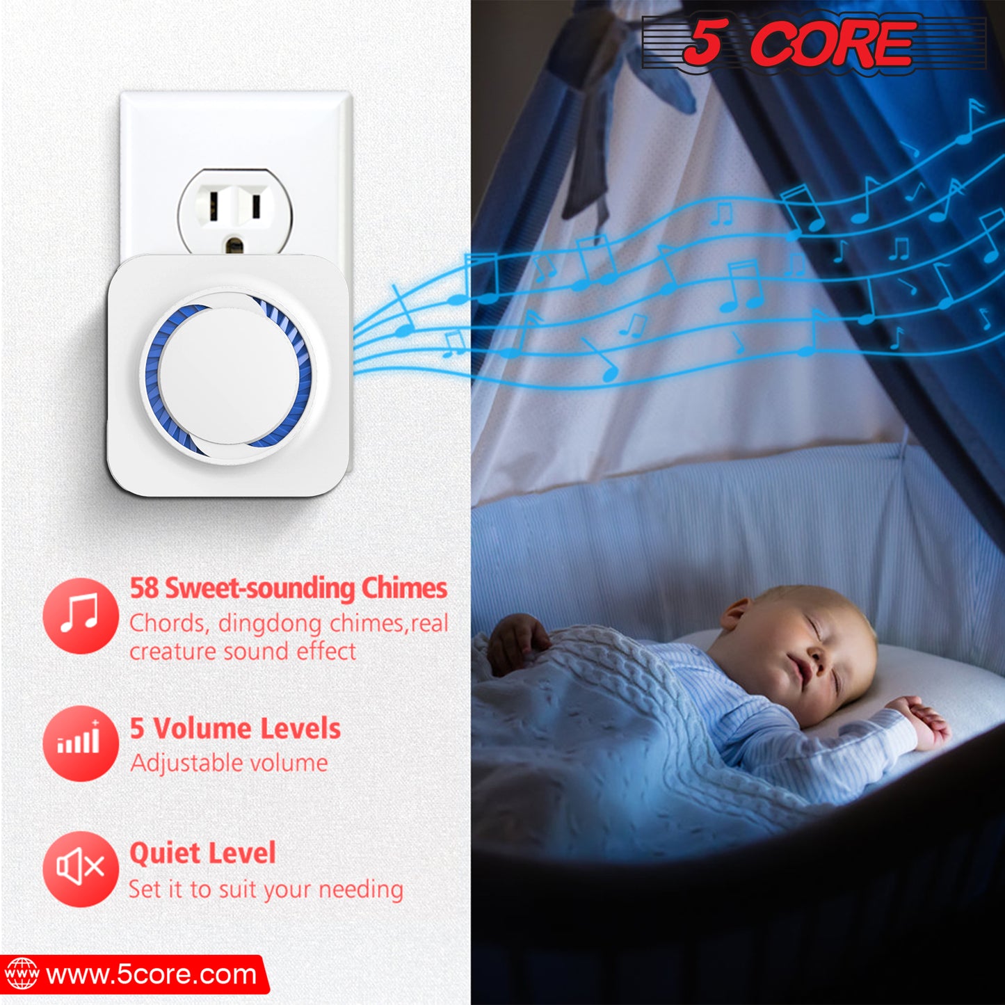 5 Core Wireless Doorbell Remote Button Door Bell for Home Waterproof