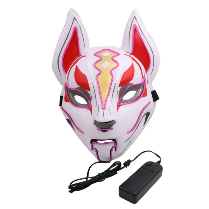 Neon LED Luminous Joker Mask with EL Wire - Halloween Carnival Costume Prop