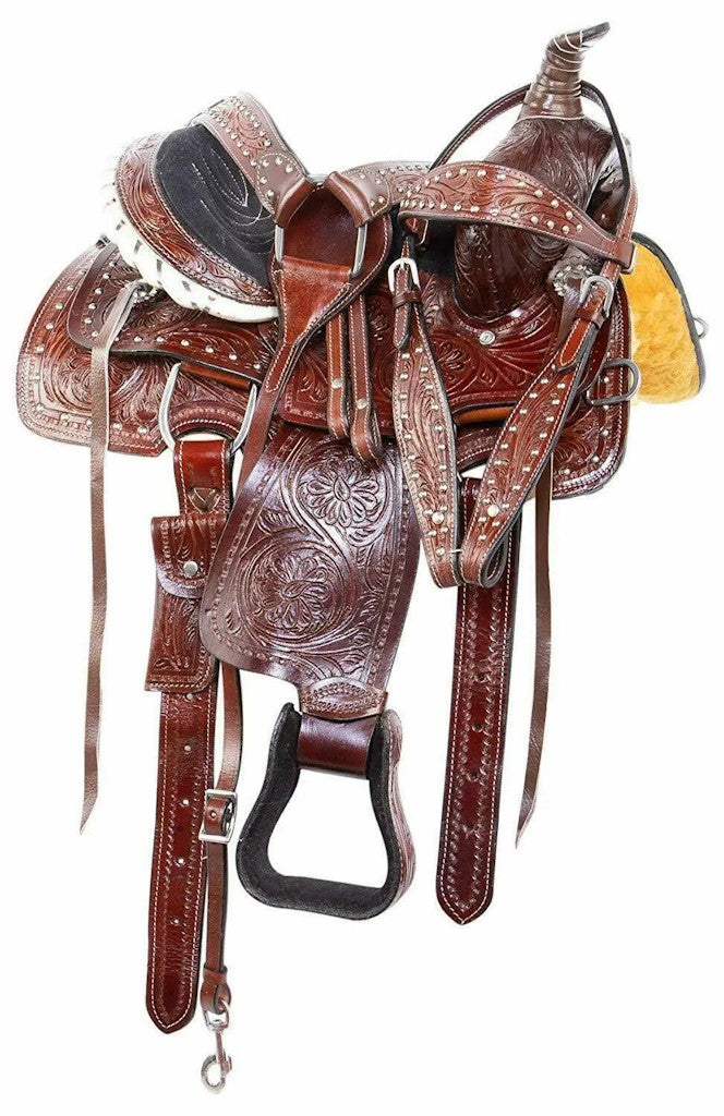 New Genuine Leather Western Roping Leather Horse Saddle Tack Set