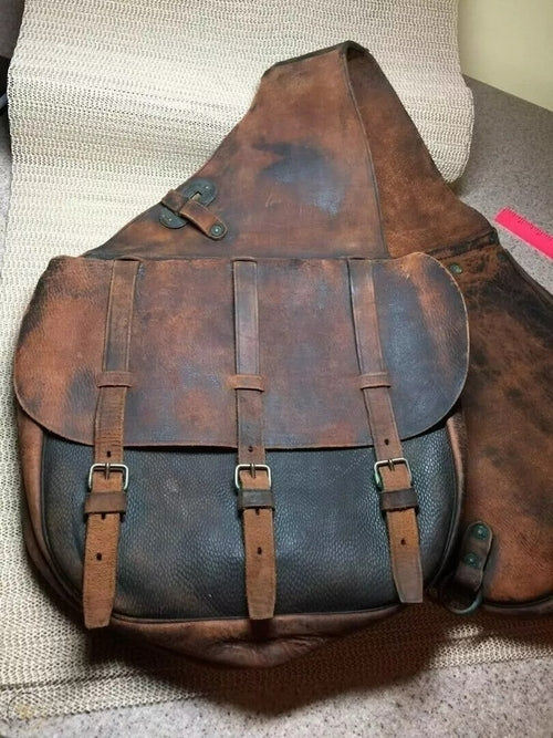 Cow Hide Genuine Leather Western Horse Saddle Bag