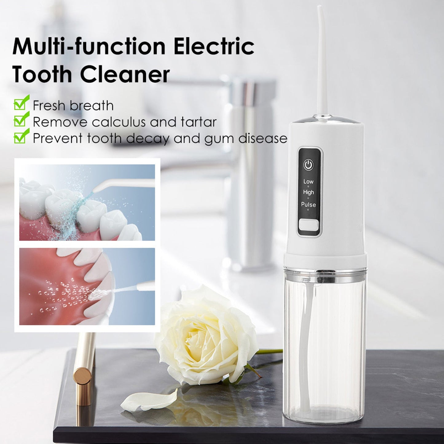 230ML Tank Cordless Water Flosser Dental Teeth Cleaner, Refillable 