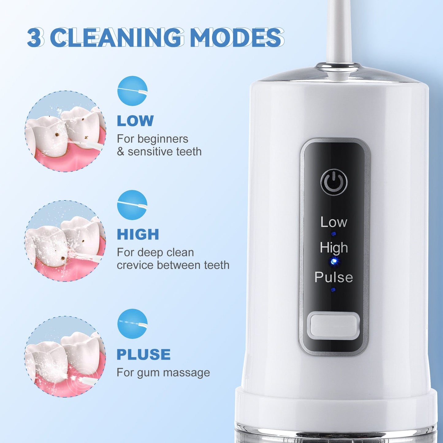 230ML Tank Cordless Water Flosser Dental Teeth Cleaner, Refillable 