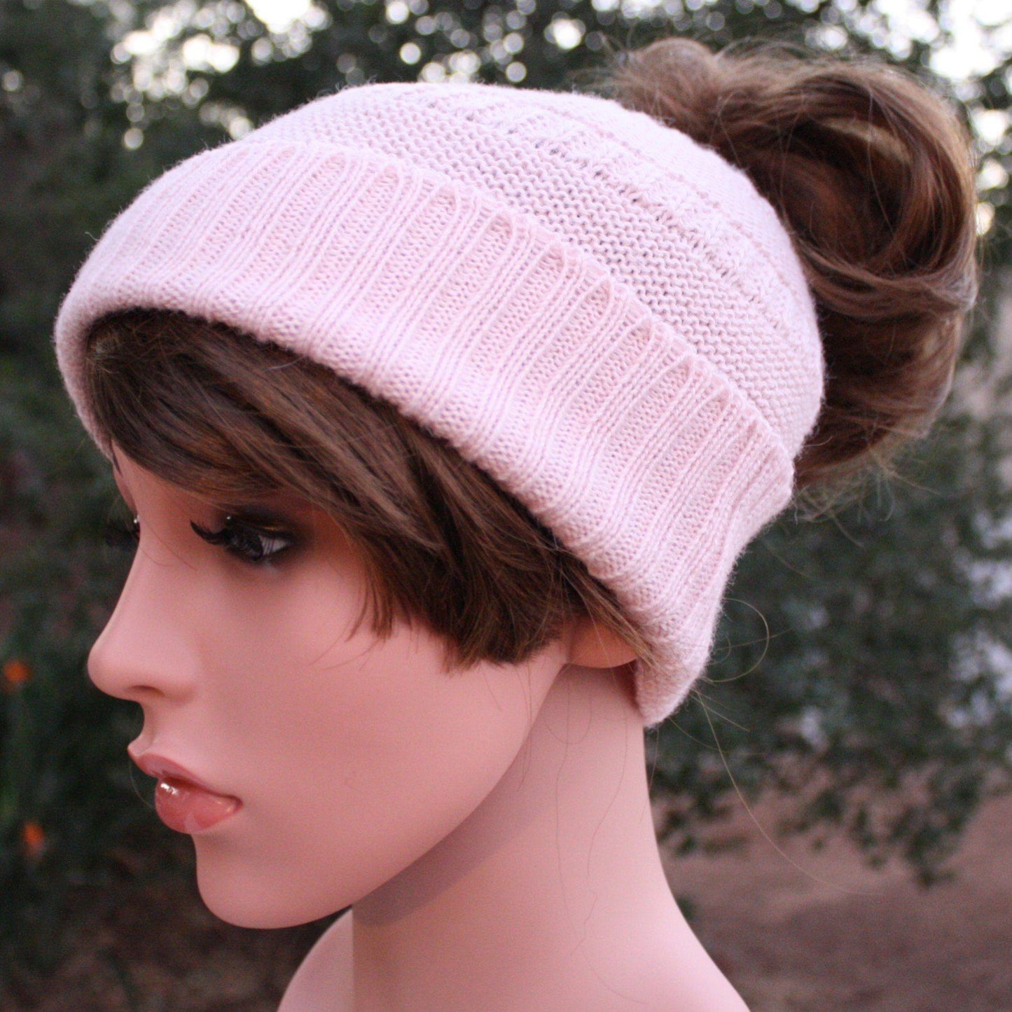 Messy Bun Alpaca Hat