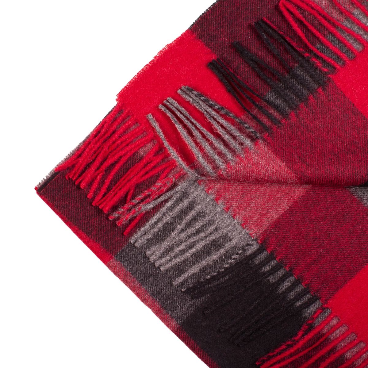 Alpaca wool red checked scarf