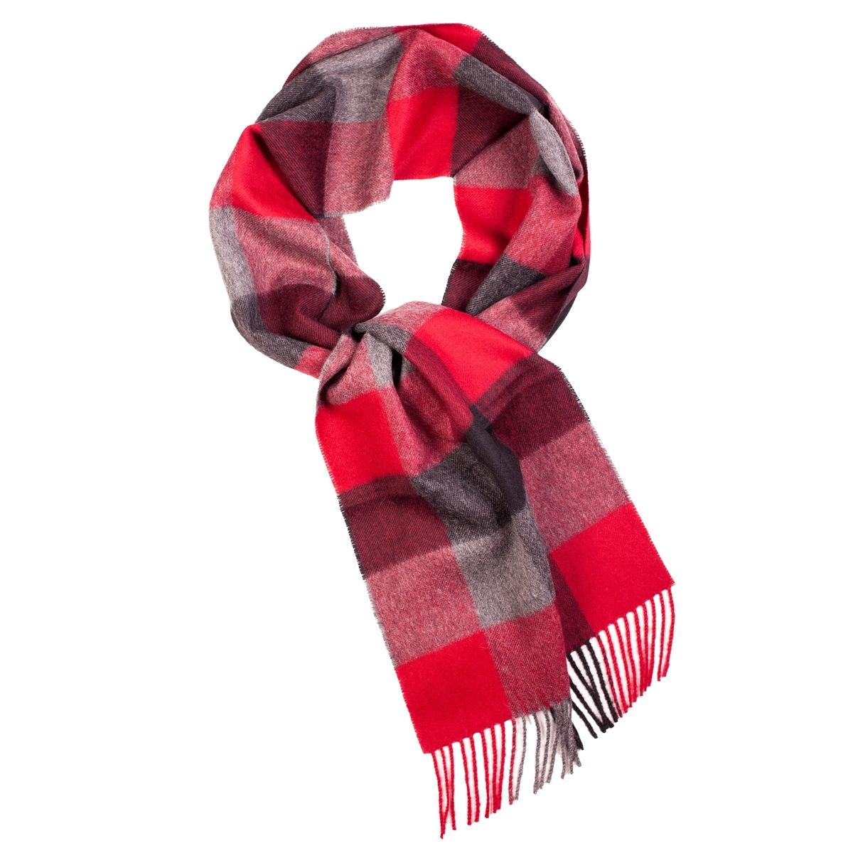 Alpaca wool red checked scarf