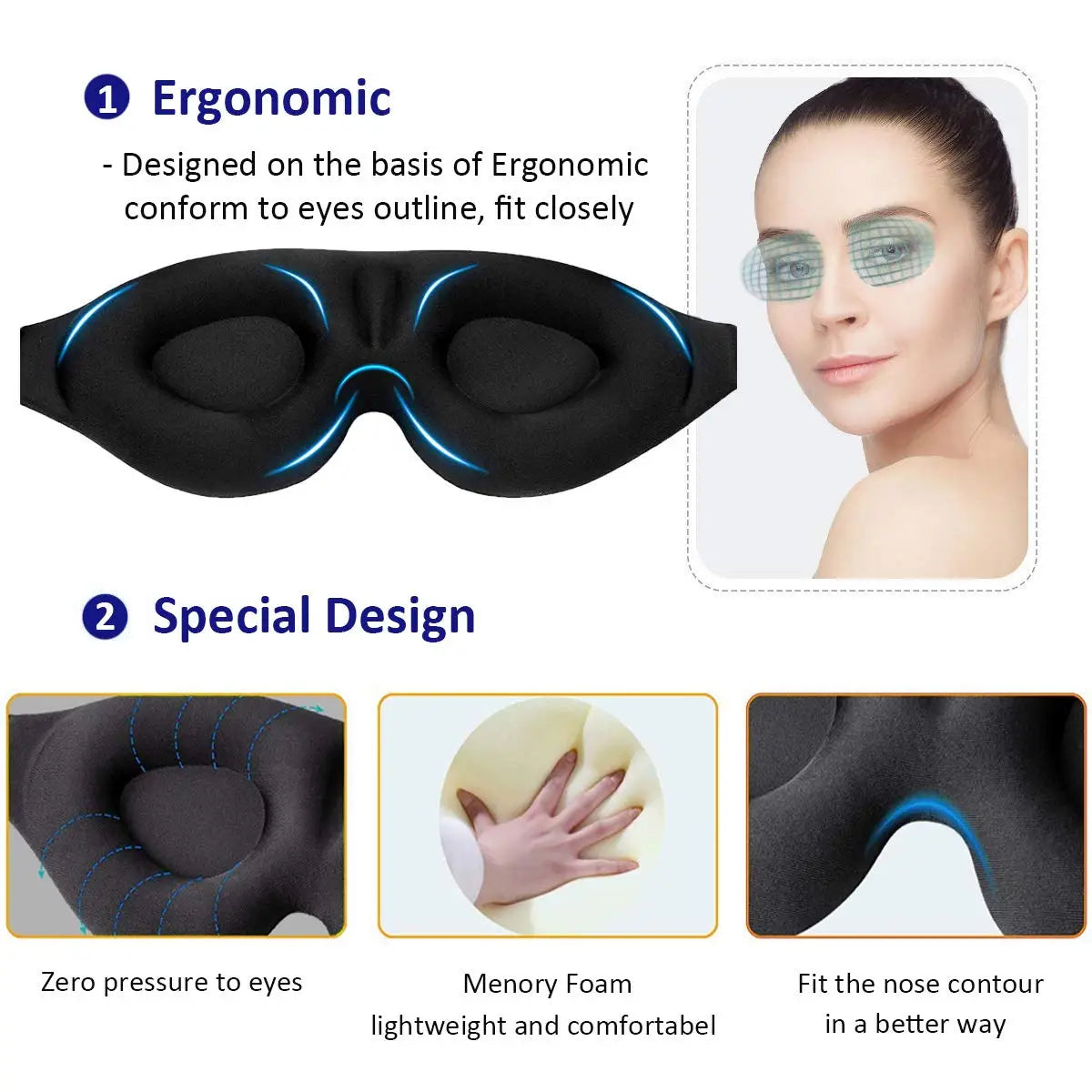 3D Contoured Eye Mask for Sleeping