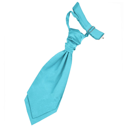 Plain Satin Pre-Tied Ruche Cravat - Boys - Robin's Egg Blue