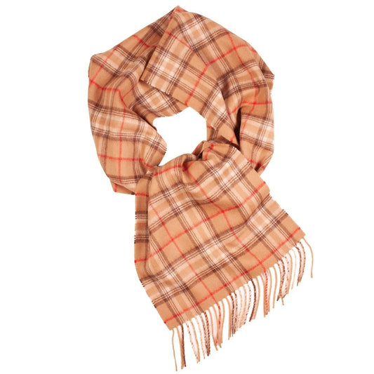 Alpaca wool beige checkered scarf 