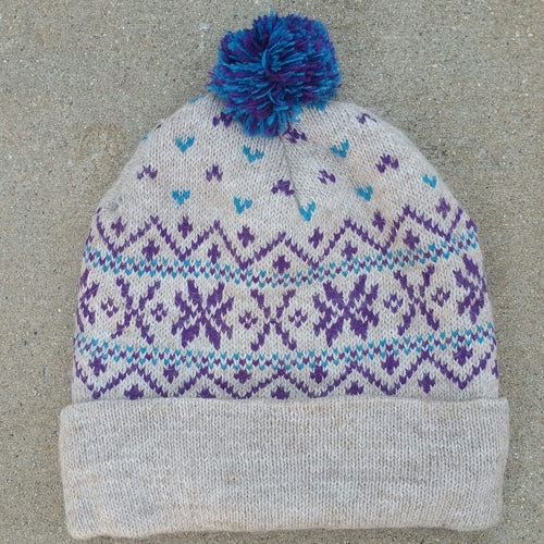 Snowflake Pom-Pom Alpaca Hat